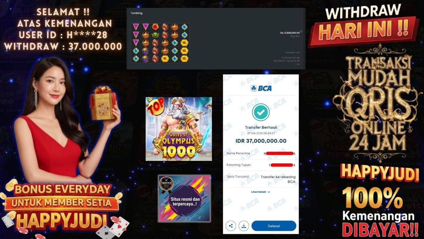 HAPPYJUDI JACKPOT SLOT GATES OF OLYMPUS 1000